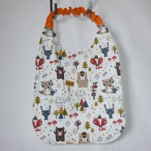 Bavoir élastiqué en coton et éponge de bambou, cadeau bébé