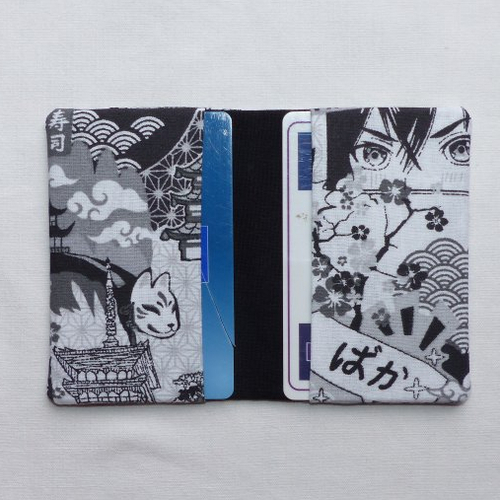 Porte-cartes 2 cartes en tissu japonais, etui manga
