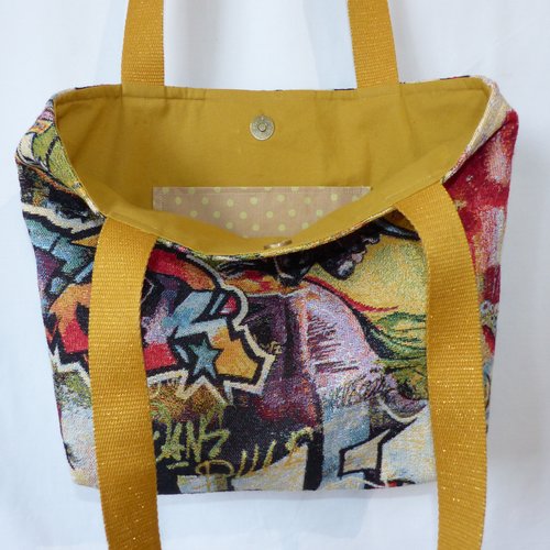 Sac en tissu jaquard graffitis, sac street art