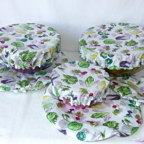 Charlotte alimentaire en tissu enduit, charlotte couvre-plat