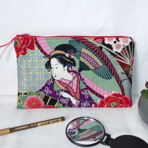 Pochette en tissu japonais, trousse en tissu japonais