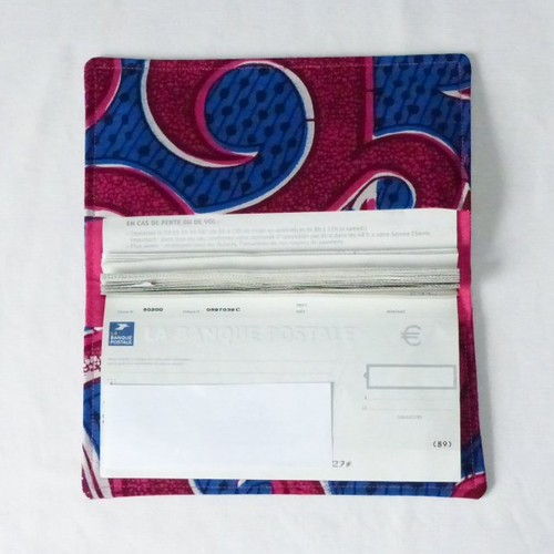 Porte-chéquier en tissu africain coloré