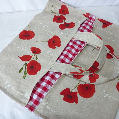 Sac à tarte, sac à quiche, sac pique-nique, coquelicots, cadeau invitation