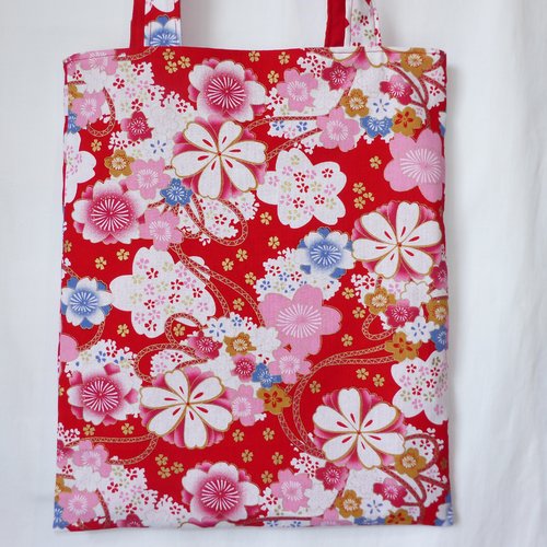 Tote bag en tissu japonais, sac en tissu japonais, sac fleurs
