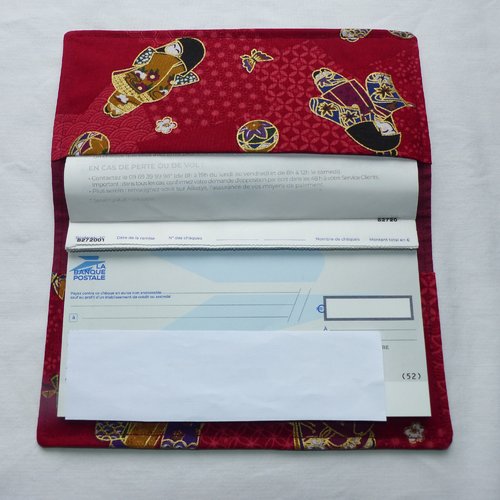 Porte-chéquier en tissu japonais, imprimé geishas