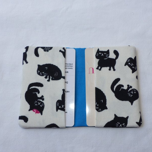 Porte-cartes pratique en tissu imprimé chats, rangement carte bancaire