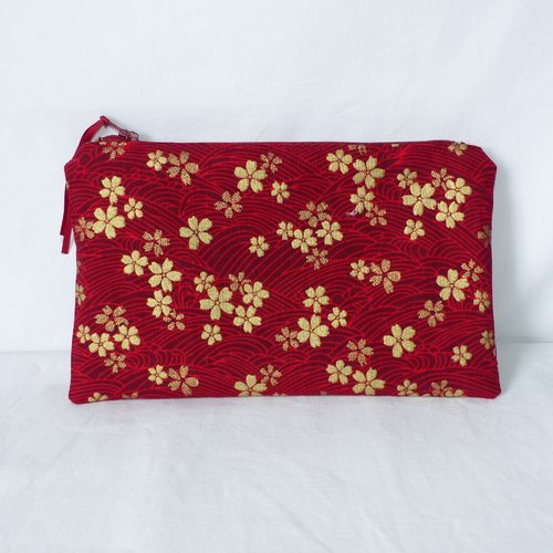 Pochette zippée en tissu japonais, trousse multifonction