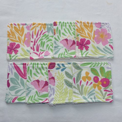 Lot de 8 lingettes lavables en coton et éponge de bambou