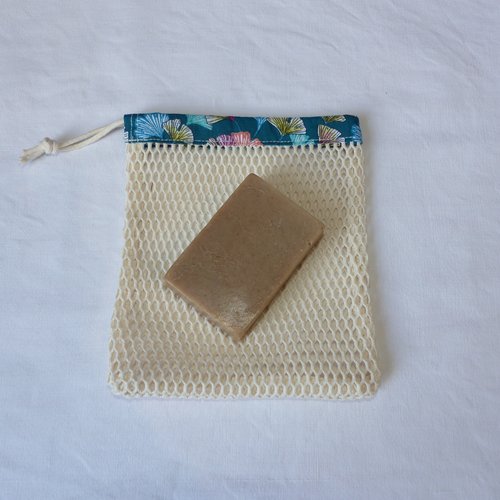 Filet à savon en coton bio, filet sauve-savon