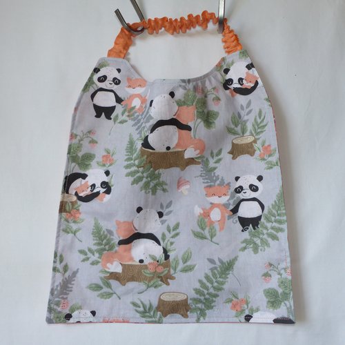 Serviette de cantine maternelle, serviette pandas et renards