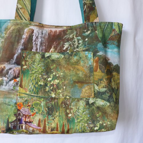 Grand sac cabas en tissu d'ameublement