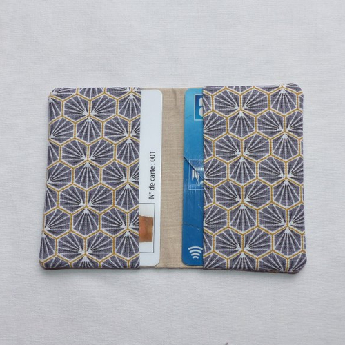 Porte-cartes 2 cartes en tissu japonisant, cadeau homme ou femme