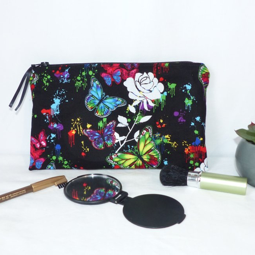 Trousse plate, pochette zippée, idée cadeau