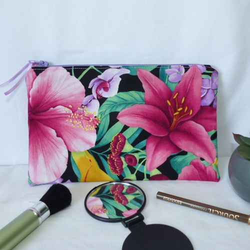 Trousse multifonction, pochette fleurs