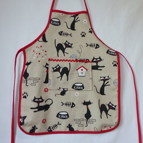Tablier enfant, tablier chat, cadeau enfant