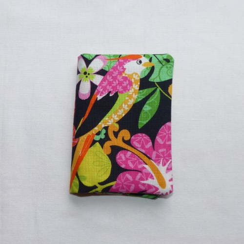 Porte-cartes 2 cartes, cadeau maîtresse, étui fleurs et oiseau