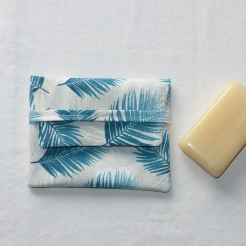 Etui à savon doublé en tissu enduit, pochette à savon