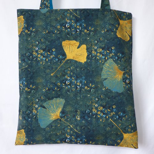 Sac feuilles de ginkgo, tote bag doublé
