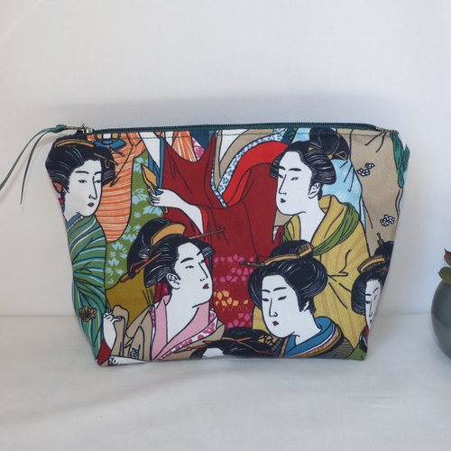 Trousse de toilette en tissu japonais, trousse geishas