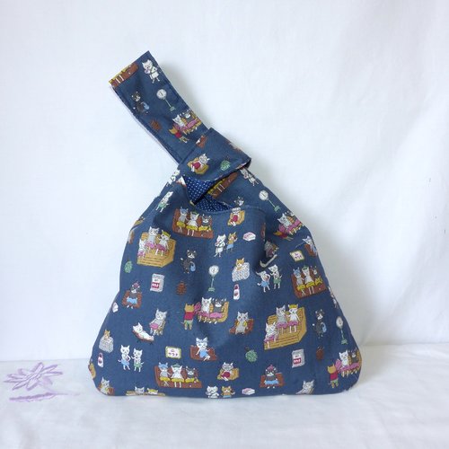 Sac à main en tissu japonais, sac noeud