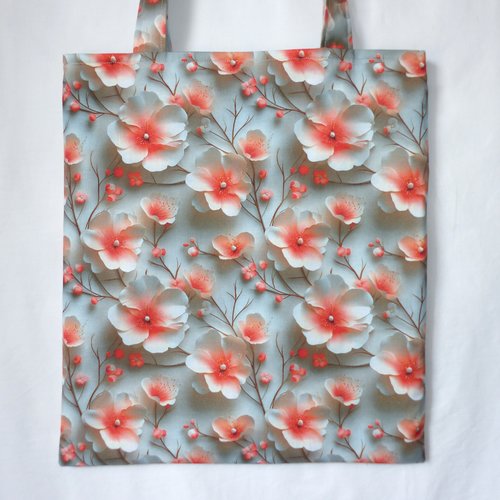 Tote bag en tissu en relief, sac fleurs