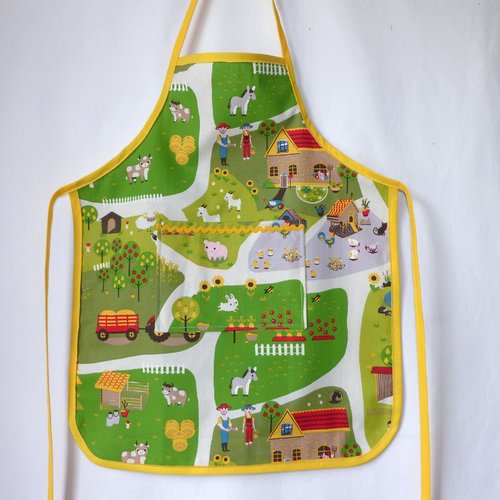 Tablier de cuisine enfant, tablier imprimé la ferme