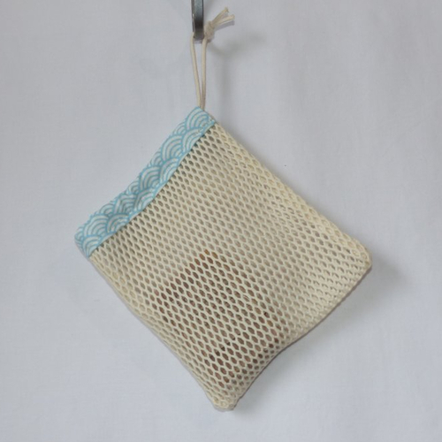 Filet à savon en coton bio, pochette sauve-savon