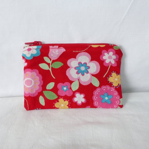 Porte-monnaie en tissu à fleurs, petite pochette pour cartes