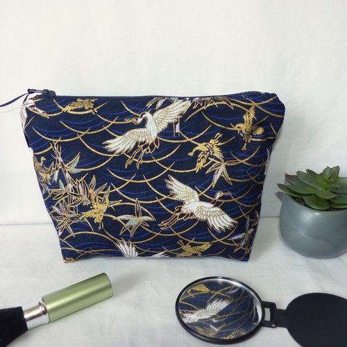 Pochette zippée en tissu japonais