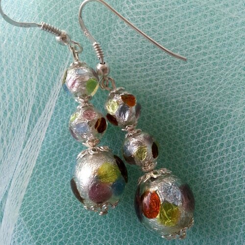 Boucles d'oreilles en perles de verre de murano authentiques collection arcobaleno.