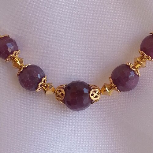 Collier tour de cou en perles authentiques rubis sur chaine serpentine plaquée or,5