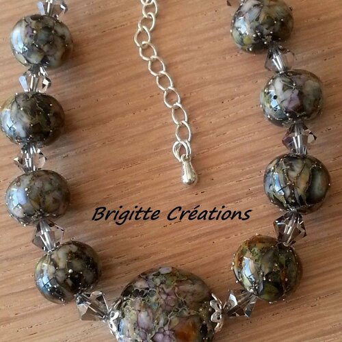 Bracelet en perles de verre artisanales &quot;lampwork&quot; réalisées à la main et perles en cristal autrichien,