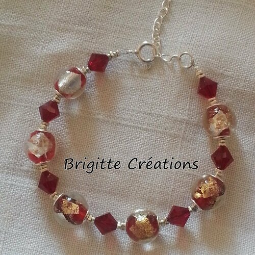 Bracelet en perles de verre de murano authentiques collection luna monté sur argent,