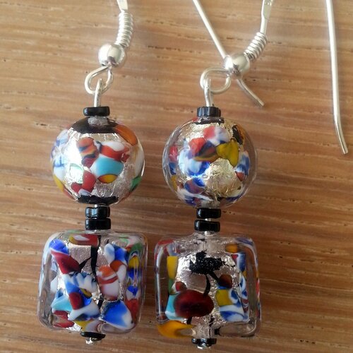 Boucles d'oreilles en perles de verre de murano authentiques collection gustav klimt,