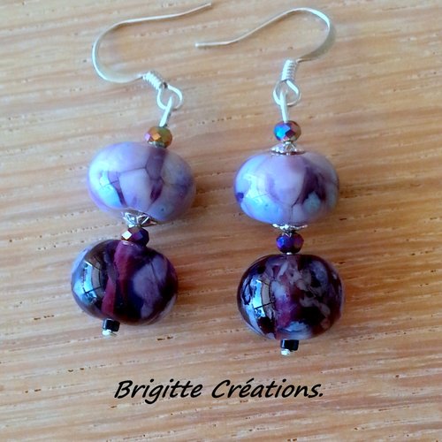 Boucles d'oreilles composées de perles de verre artisanales "lampwork"