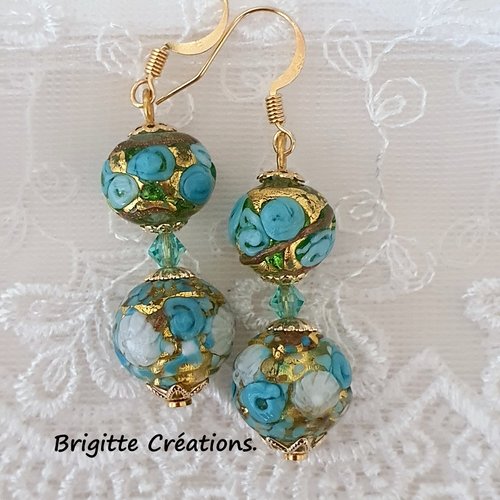 Boucles d'oreilles en perles de verre de murano authentiques