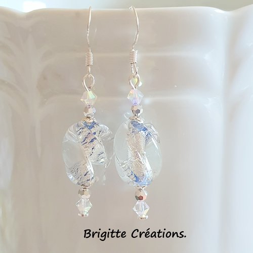Boucles d'oreilles en perles de verre de murano authentiques dichroiques.