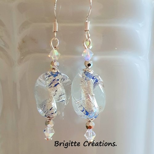 Boucles d'oreilles en perles de verre de murano authentiques dichroiques.