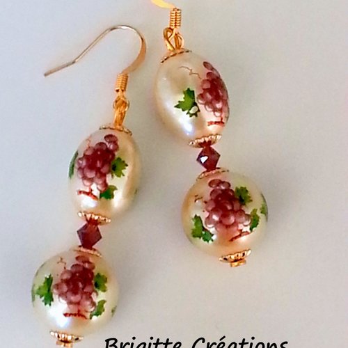Boucles d'oreilles en perles japonaises tensha motif "fleuri"