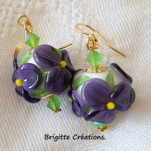 Boucles d'oreilles en perles de verre filées au chalumeau authentiques