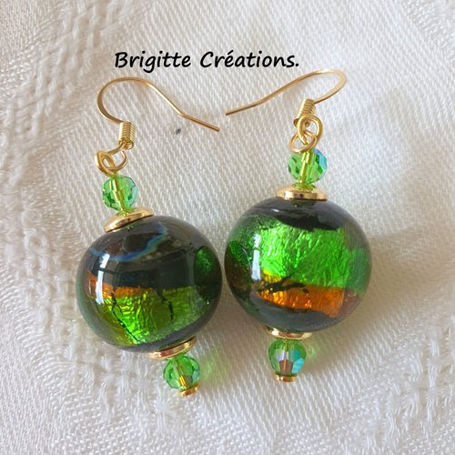 Boucles d'oreilles en perles de verre de murano authentiques.