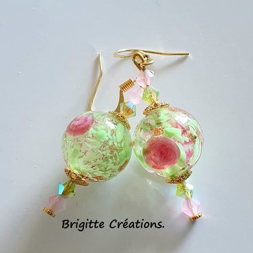 Boucles d'oreilles en perles de verre de murano authentiques.