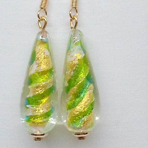 Boucles d'oreilles en perles de verre de murano authentiques
