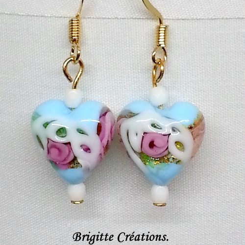 Boucles d'oreilles en perles de verre de murano authentiques.