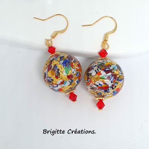 Boucles d'oreilles en perles de verre de murano authentiques.