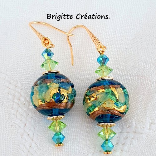 Boucles d'oreilles en perles de verre de murano authentiques.