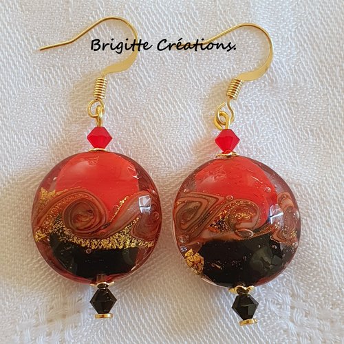 Boucles d'oreilles en perles de verre de murano authentiques.