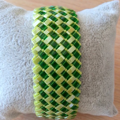 Bracelet en tissage de perles miyuki half tila et perles de rocailles