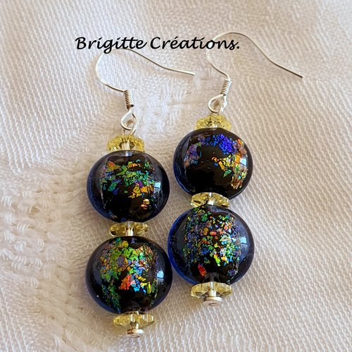 Boucles d'oreilles réalisées en perles de verre artisanales "lampwork