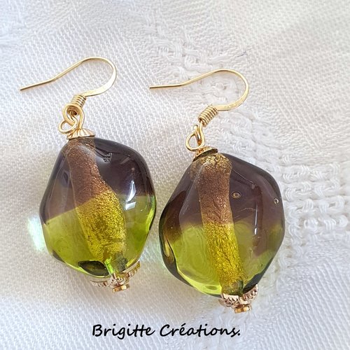 Boucles d'oreilles en perles de verre de murano authentiques dichroiques